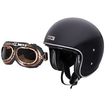 Moto čelada W-TEC Angeric Gloss Black z očali Steamrust