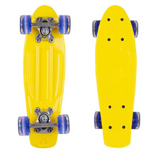 Mini penny board WORKER Pico 17" s svetlečimi kolesi - rumena deska, temno modra kolesa