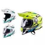 Moto čelada W-TEC V331 - črno-zeleno-rumena