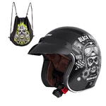 Moto čelada W-TEC V541 Black Heart - Skull, črna lesk