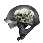 Moto čelada W-TEC Black Heart Rednut - Skulls/Matt Black