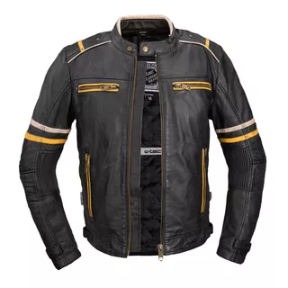 Moška usnjena moto jakna W-TEC Traction - črna