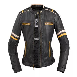 Ženska usnjena moto jakna W-TEC Traction Lady - črna