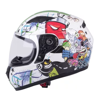 Otroška integralna čelada W-TEC FS-815G Tagger Green - bela-zelena z grafiko
