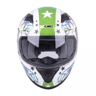 Otroška integralna čelada W-TEC FS-815G Tagger Green - bela-zelena z grafiko