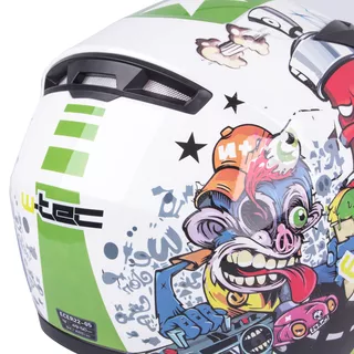 Otroška integralna čelada W-TEC FS-815G Tagger Green - bela-zelena z grafiko