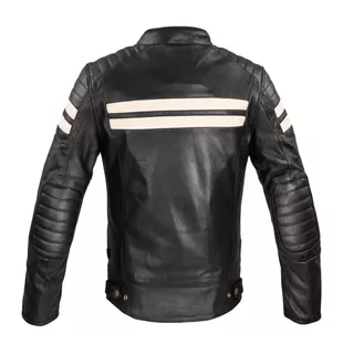 Moška usnjena moto jakna W-TEC Stripe - černá s béžovými pruhy
