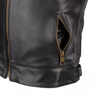 Moška usnjena moto jakna W-TEC Stripe - černá s béžovými pruhy
