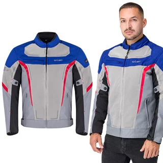 Poletna moška moto jakna W-TEC Mirelio - šedo-modro-červená