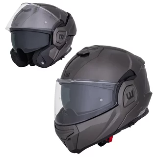 Preklopna moto čelada W-TEC Zoroz P/J - Metallic Grey