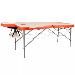 Aluminijasta masažna miza inSPORTline Tamati 2-delna - rjava - oranžna