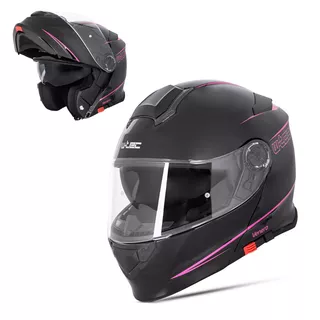 Preklopna čelada W-TEC Venero - Magic Matt Black - Rosanero