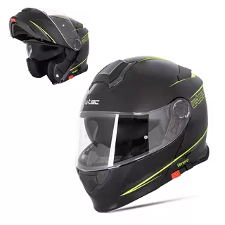 Preklopna čelada W-TEC Venero - Glossy Black-Neon Yellow