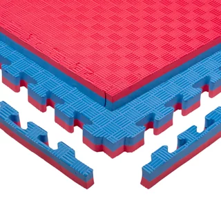 Puzzle tatami podloga inSPORTline Malmeida 100x100x4 cm - rdeče-modra, vzorec 5 črt