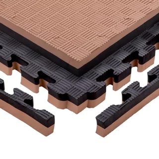 Puzzle tatami podloga inSPORTline Malmeida 100x100x4 cm - mocha mousse-črna, vzorec 5 črt