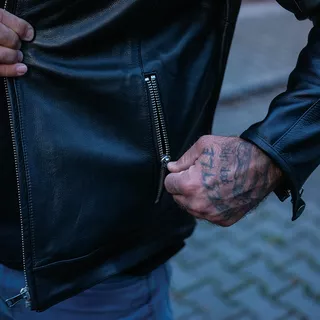 Usnjena moto jakna W-TEC Elcabron - črna