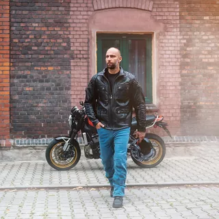 Usnjena moto jakna W-TEC Valebravo - črna
