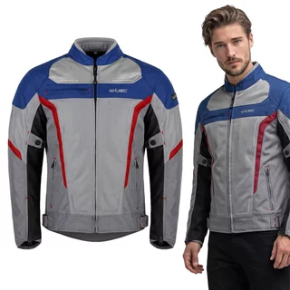 Poletna moška moto jakna W-TEC Mirelio - šedo-modro-červená