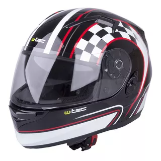 Moto čelada W-TEC V122 - črna-bela - črna-grafike
