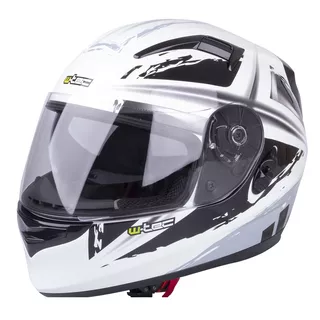 Moto čelada W-TEC V122 - črna-bela - črna-bela