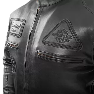 Moška usnjena moto jakna W-TEC Urban Noir - črna