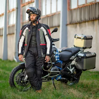Moška moto jakna W-TEC Wigstein NF-2209 - černo-khaki-červená