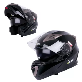 Preklopna čelada W-TEC YM-925 - Pure Matt Black - Črna-Bron