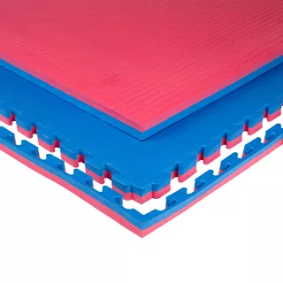 Puzzle tatami podloga inSPORTline Malmeida 100x100x4 cm - rdeče-modra, stebelni vzorec