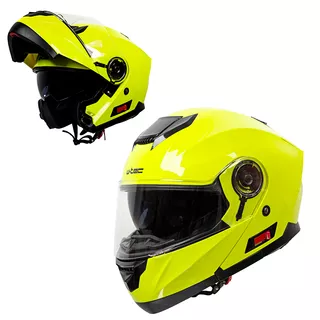 Preklopna moto čelada W-TEC Cullo - črna mat - fluo rumena