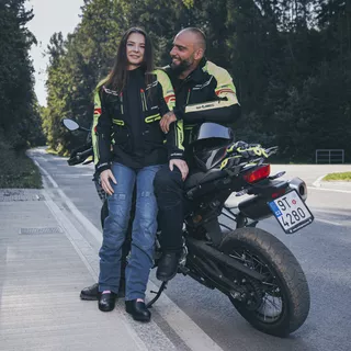 Moto jakna W-TEC Ventura - črna-fluo rumena
