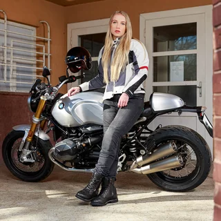 Ženska moto jakna W-TEC Lucina - šedá-krémově bílá