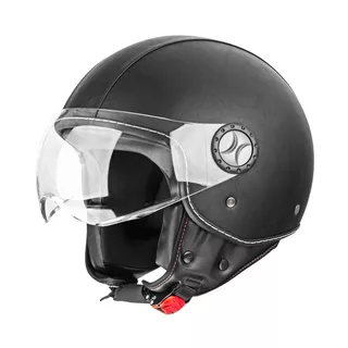 Čelada za skuter W-TEC FS-701LB Leather Black - črna - črna