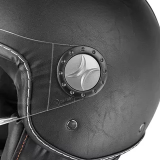 Čelada za skuter W-TEC FS-701LB Leather Black - črna