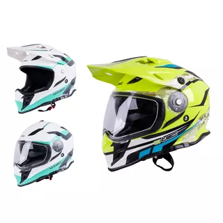 Moto čelada W-TEC V331 - črno-zeleno-rumena