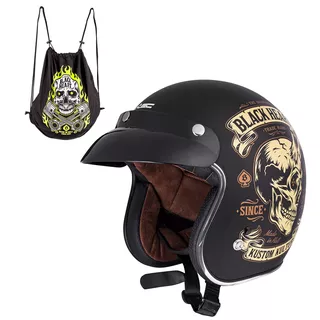 Moto čelada W-TEC V541 Black Heart - Skull Horn, mat črna