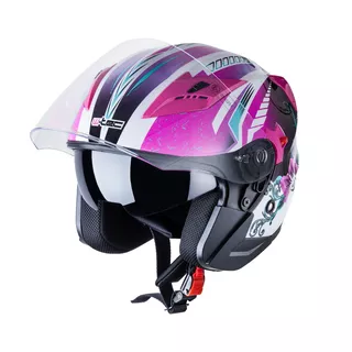Moto čelada W-TEC YM-627 - Pure Matt Black - Lila