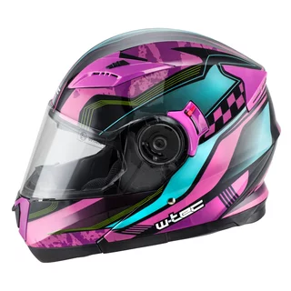 Preklopna moto čelada W-TEC Pezzon Magenta - roza-črna