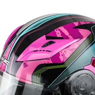 Preklopna moto čelada W-TEC Pezzon Magenta - roza-črna
