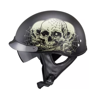 Moto čelada W-TEC Black Heart Rednut - Skulls/Matt Black