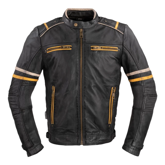 Moška usnjena moto jakna W-TEC Traction - črna - črna