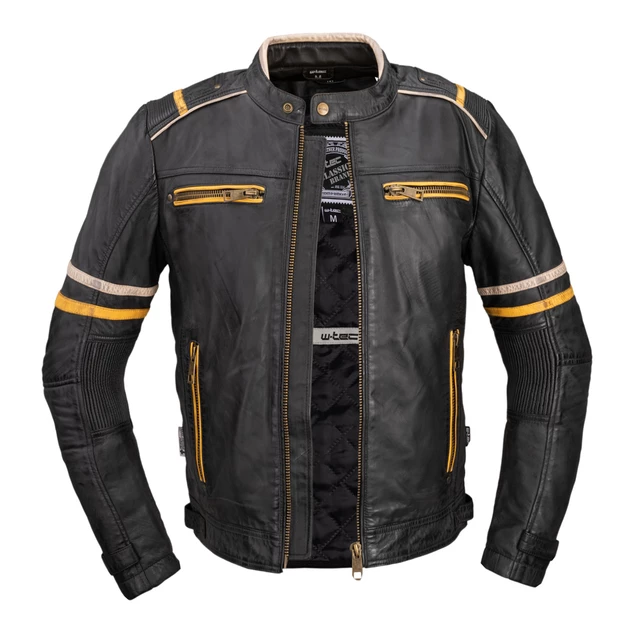 Moška usnjena moto jakna W-TEC Traction - črna