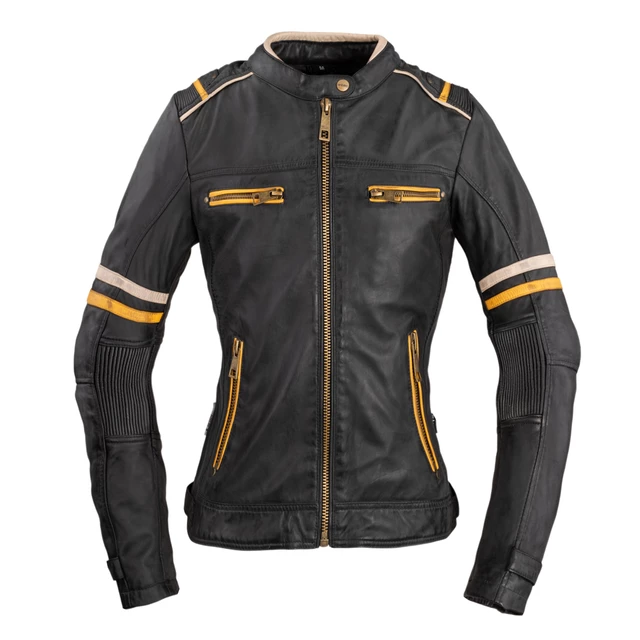 Ženska usnjena moto jakna W-TEC Traction Lady - črna - črna