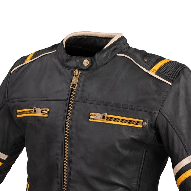 Ženska usnjena moto jakna W-TEC Traction Lady - črna