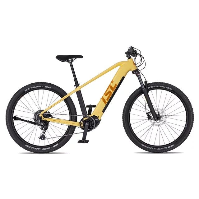 Žensko gorsko e-kolo inSPORTline ISL Asuki EVO 835 Wh 27,5" - model 2026 • doseg do 180 km - Dusted Pink - Sunbeam Yellow