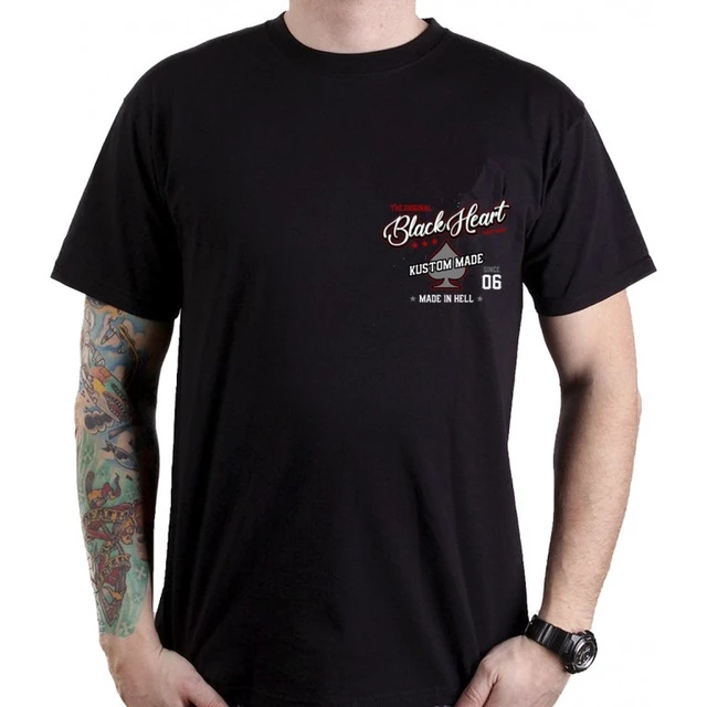 T-shirt BLACK HEART Red Chopper - črna