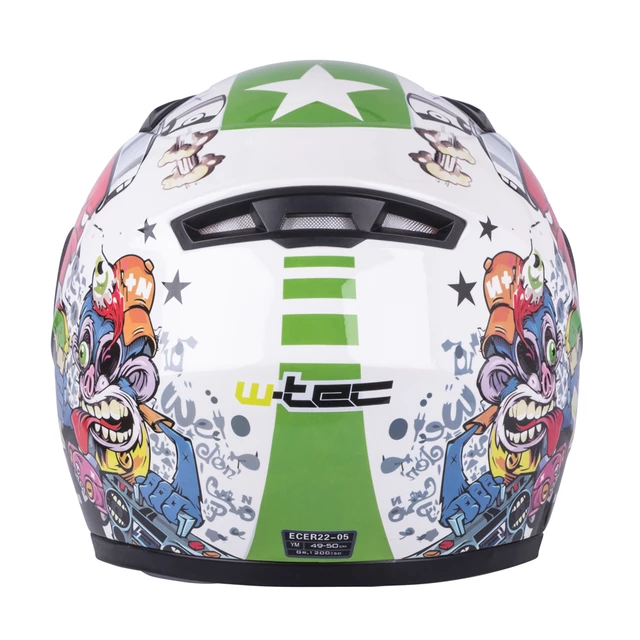 Otroška integralna čelada W-TEC FS-815G Tagger Green - bela-zelena z grafiko