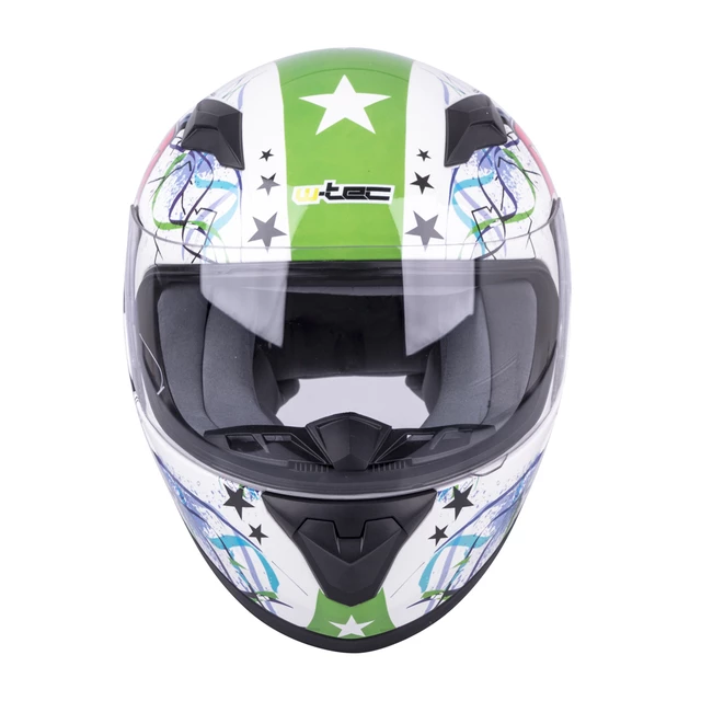 Otroška integralna čelada W-TEC FS-815G Tagger Green - bela-zelena z grafiko