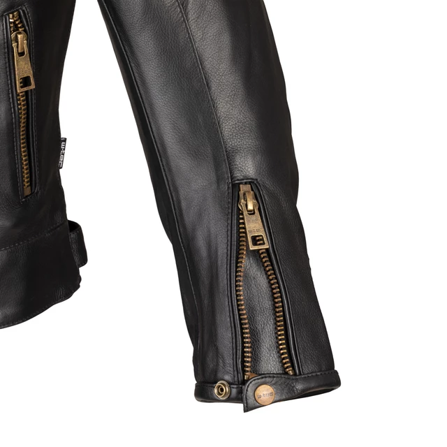 Moška usnjena moto jakna W-TEC Stripe - černá s béžovými pruhy