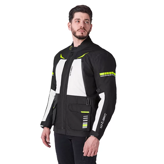 Moto jakna W-TEC Warao - črna-fluo