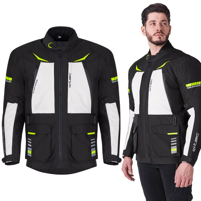 Moto jakna W-TEC Warao - črna-fluo - črna-fluo